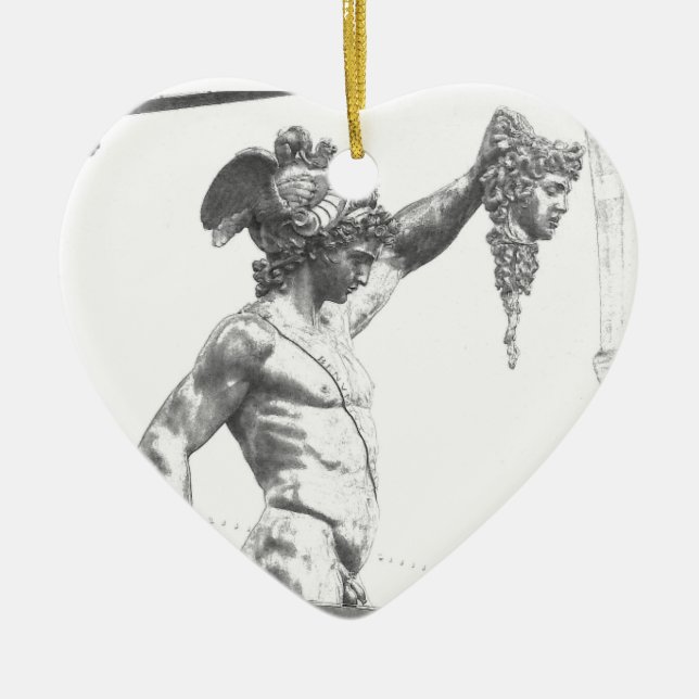 Perseus mit dem Kopf der Medusa Keramik Ornament (Vorne)
