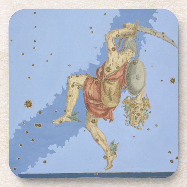 Perseus mit dem Kopf der Medusa, von 'Uranometria Getränkeuntersetzer (Vorderseite)