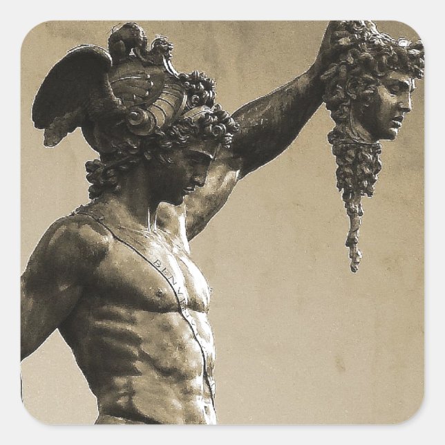 Perseus mit dem Kopf von Medusa Quadratischer Aufkleber (Vorderseite)