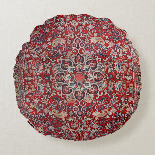 Persia Bijar Rot Gelb  Rundes Kissen (Vorderseite)
