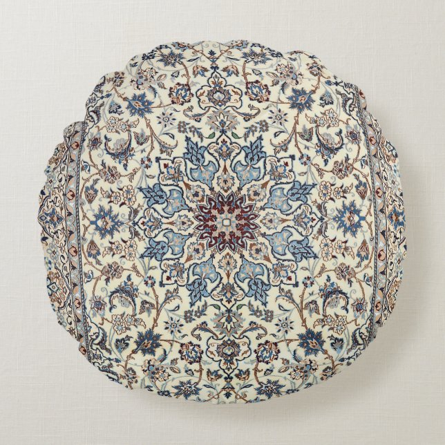 Persia Dusty Blue Gray Akzent  Rundes Kissen (Vorderseite)