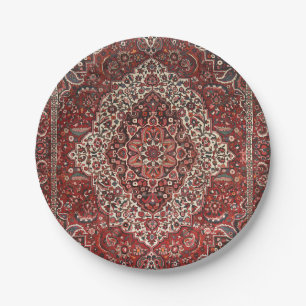 Persian Bakhtiari Deep Dark Red Tan Pappteller
