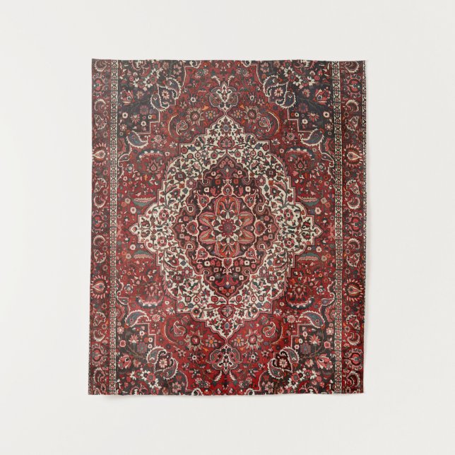 Persian Bakhtiari Deep Dark Red Tan  Wandteppich (Vorderseite)