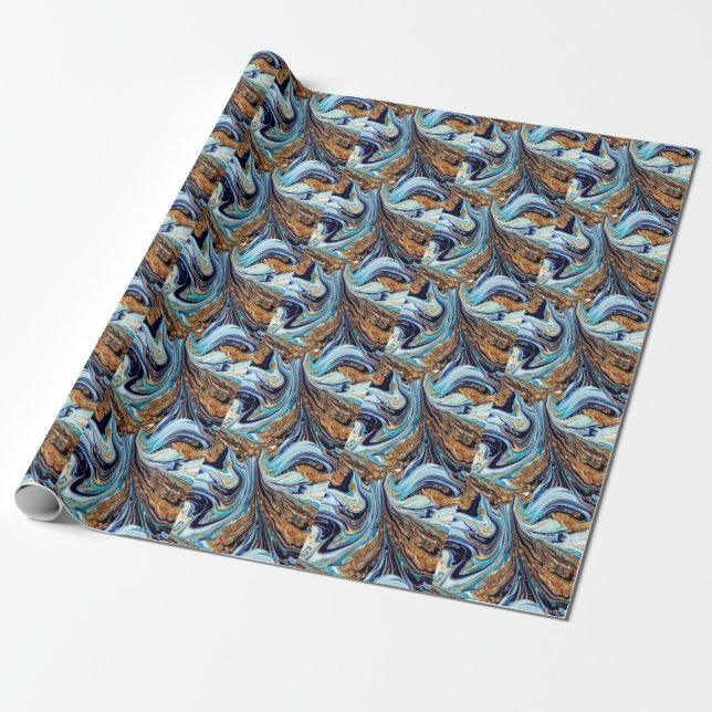 Persian Blue Agate: Oriental Luxury Texture Geschenkpapier (Ungerollt)