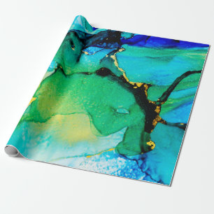 PERSIAN BLUE, Chartreuse grün. Sehr schöne Kunst Geschenkpapier