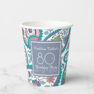 Persian Boteh Paisley 80. Geburtstagsparty Paper C Pappbecher