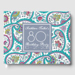 Persian Boteh Paisley 80th Birthday Party Guest B Gästebuch<br><div class="desc">Wunderschönes Persisches Boteh Paisley-Muster auf dem individuell anpassbaren Gästebuch aus 80. Geburtstag mit Texten in grauer quadratischer Form. Passende Geburtstagsgegenstände: Papierserviette,  Papiertüte,  Danke für die Box...  und Geburtstagsgeschenke mit Monogramm: Kissen,  Taschenbuch,  Spiralheft,  Leggings und mehr... </div>