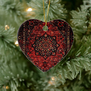Persian carpet look in rose tinted field  keramik ornament