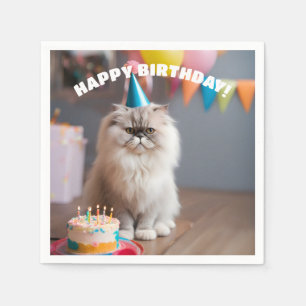 Persian Cat Birthday Party Serviette