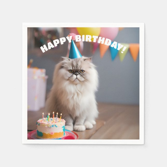 Persian Cat Birthday Party Serviette (Vorderseite)