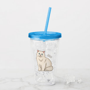 Persian cat cartoon illustration acryltrinkbecher