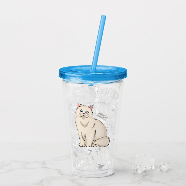 Persian cat cartoon illustration acryltrinkbecher (Rückseite Ice)
