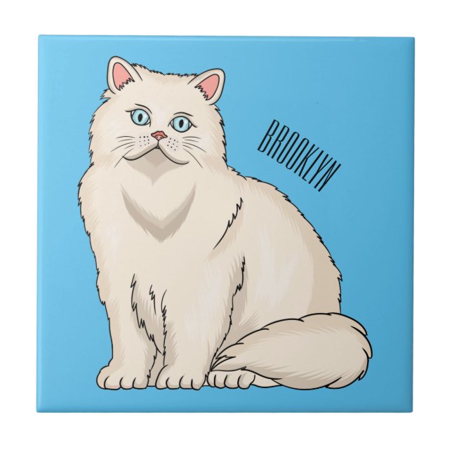 Persian cat cartoon illustration fliese (Vorderseite)