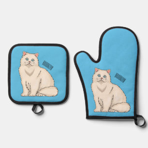 Persian cat cartoon illustration ofenhandschuh & Topflappen-Set