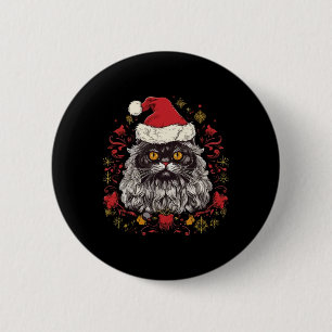 Persian Cat Christmas Button