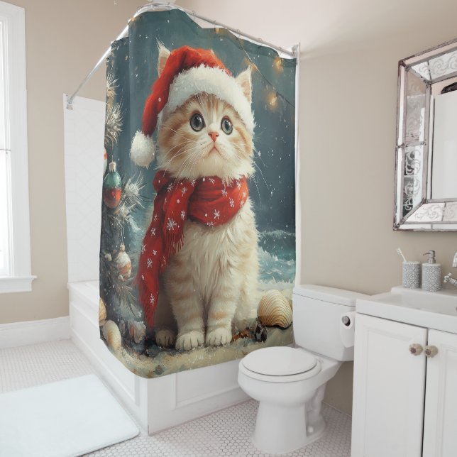 Persian Cat Christmas Vintag Beach Duschvorhang (Beispiel)