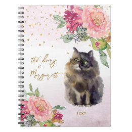 Persian Cat Illustration Blume Girl Daily Diary Notizblock