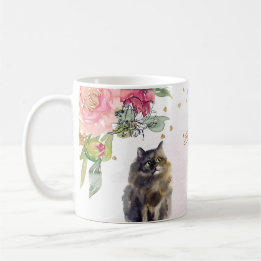 Persian Cat Illustration Gold Glitzer Girl Custom Kaffeetasse