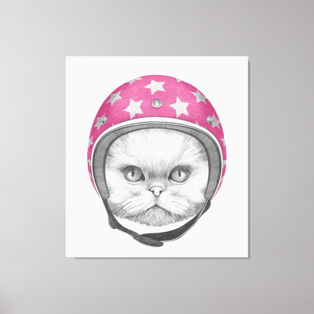 Persian Cat Motorrad Rider Leinwanddruck (Vorderseite)