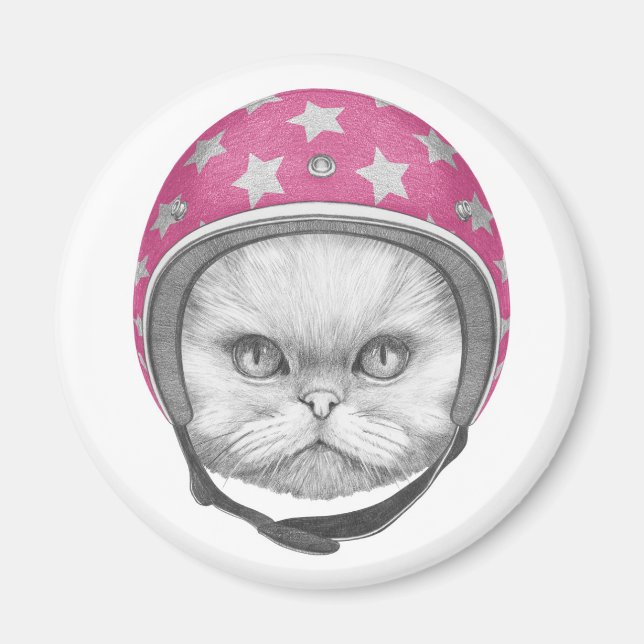 Persian Cat Motorrad Rider Magnet (Vorne)