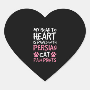Persian Cat Paw Paws Prints Heart Herz-Aufkleber