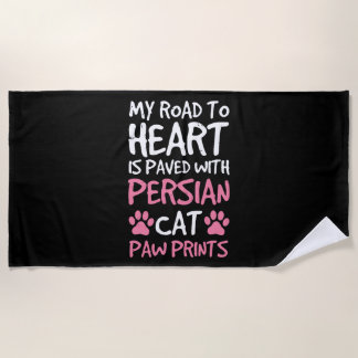 Persian Cat Paw Paws Prints Heart Strandtuch