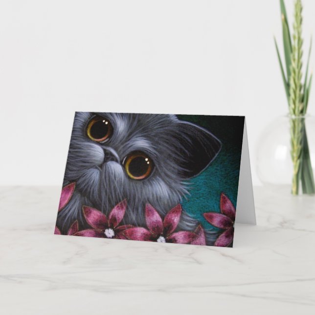 PERSIAN CAT - PINK BLUME CUSTOMIZE Card Karte (Vorderseite)