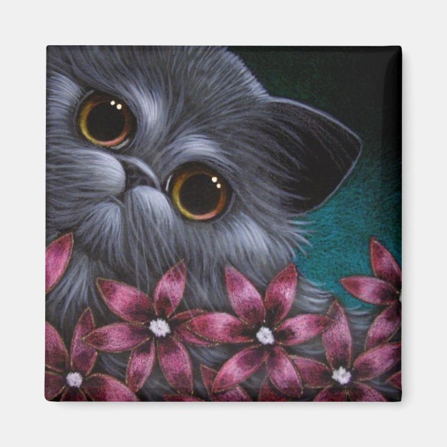 PERSIAN CAT - PINK BLUME Magnet (Vorne)