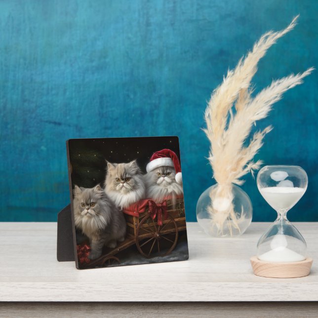 Persian Cat Snowy Sleigh Weihnachtsdekor Fotoplatte (InSitu)