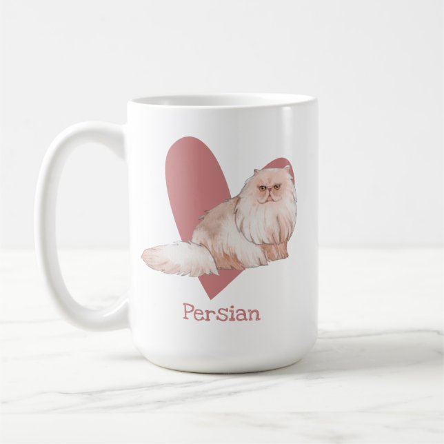 Persian Cat Watercolor Kitty Pink Heart Kaffeetasse (Links)