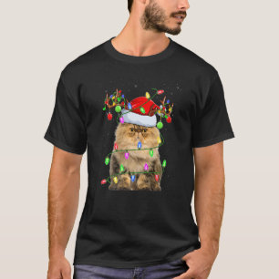 Persian Cat Xmas Lighting Santa Persian Cat Chris T-Shirt