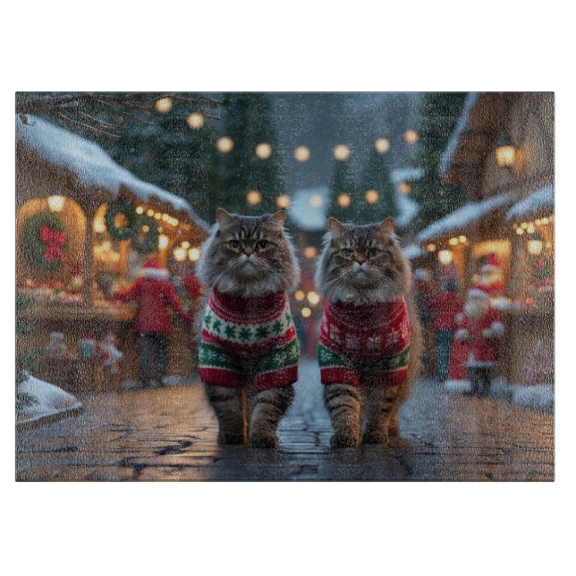 Persian Cats Christmas Snow Holiday Schneidebrett (Vorderseite)