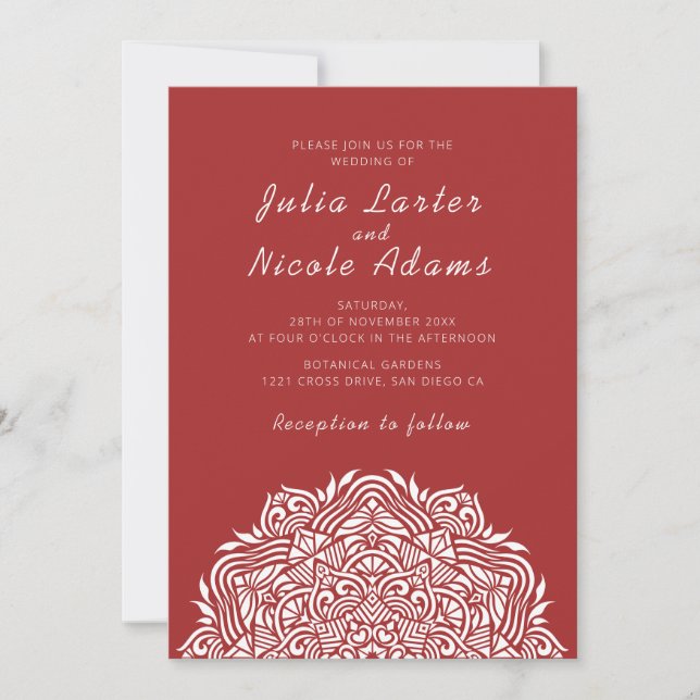 Persian Jewel Arch Ordinate Mandala Wedding Einladung (Vorderseite)