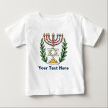 Persian Magen David Menorah Baby T-shirt<br><div class="desc">Dieses Bild wurde aus einer antiken persischen jüdischen Fliese mit einer Menorah mit einem Magen David (Stern von David) gerahmt von Olivenzweigen. Die Unvollkommenheiten des originalen, handbemalten Bildes wurden bewahrt.</div>