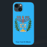 Persian Magen David Menorah Case-Mate iPhone Hülle<br><div class="desc">Dieses Bild wurde aus einer antiken persischen jüdischen Fliese mit einer Menorah mit einem Magen David (Stern von David) gerahmt von Olivenzweigen.  Die Unvollkommenheiten des originalen,  handbemalten Bildes wurden bewahrt. Fügen Sie Ihren eigenen Text hinzu.</div>