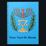 Persian Magen David Menorah Notizblock<br><div class="desc">Dieses Bild wurde aus einer antiken persischen jüdischen Fliese mit einer Menorah mit einem Magen David (Stern von David) gerahmt von Olivenzweigen. Die Unvollkommenheiten des originalen, handbemalten Bildes wurden bewahrt.</div>