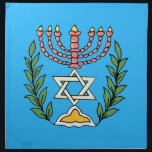 Persian Magen David Menorah Serviette<br><div class="desc">Dieses Bild wurde aus einer antiken persischen jüdischen Fliese mit einer Menorah mit einem Magen David (Stern von David) gerahmt von Olivenzweigen. Die Unvollkommenheiten des originalen, handbemalten Bildes wurden bewahrt.</div>