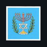 Persian Magen David Menorah Serviette<br><div class="desc">Dieses Bild wurde aus einer antiken persischen jüdischen Fliese mit einer Menorah mit einem Magen David (Stern von David) gerahmt von Olivenzweigen. Die Unvollkommenheiten des originalen, handbemalten Bildes wurden bewahrt.</div>