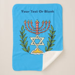 Persian Magen David Menorah Sherpadecke<br><div class="desc">Dieses Bild wurde aus einer antiken persischen jüdischen Fliese mit einer Menorah mit einem Magen David (Stern von David) gerahmt von Olivenzweigen. Die Unvollkommenheiten des originalen, handgemalten Bildes wurden beibehalten.Fügen Sie Ihren eigenen Text hinzu.</div>