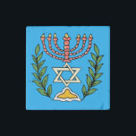 Persian Magen David Menorah Stein-Magnet<br><div class="desc">Dieses Bild wurde aus einer antiken persischen jüdischen Fliese mit einer Menorah mit einem Magen David (Stern von David) gerahmt von Olivenzweigen. Die Unvollkommenheiten des originalen,  handbemalten Bildes wurden bewahrt.</div>