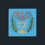 Persian Magen David Menorah Stein-Magnet<br><div class="desc">Dieses Bild wurde aus einer antiken persischen jüdischen Fliese mit einer Menorah mit einem Magen David (Stern von David) gerahmt von Olivenzweigen. Die Unvollkommenheiten des originalen,  handbemalten Bildes wurden bewahrt.</div>