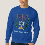 Persian Magen David Menorah Sweatshirt<br><div class="desc">Dieses Bild wurde aus einer antiken persischen jüdischen Fliese mit einer Menorah mit einem Magen David (Stern von David) gerahmt von Olivenzweigen. Die Unvollkommenheiten des originalen, handbemalten Bildes wurden bewahrt.</div>