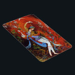 Persian Miniature Dancing Nymph Magnet<br><div class="desc">Dancing Persisches Mädchen,  Miniaturmalerei Schönes Gemälde eines jungen Mädchen Nymphe tragen traditionelle iranische Volkskleider mit blühenden fließenden Roben,  tanzen und gießen Wein aus Krug vor einem fantasievollen Hintergrund meist leuchtend rot</div>