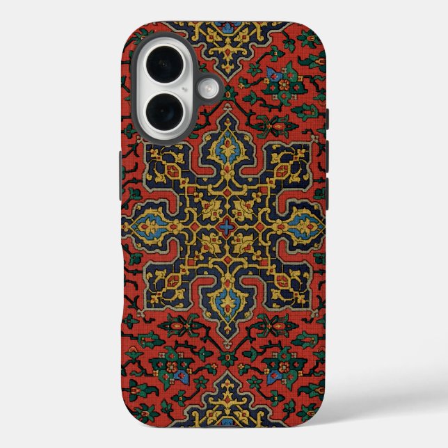 Persian Rug Carpet Red Blue Classic iPhone 16 Hülle (Rückseite)