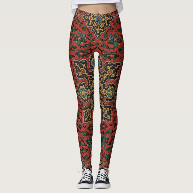 Persian Rug Carpet Red Blue Classic Leggings (Vorderseite)