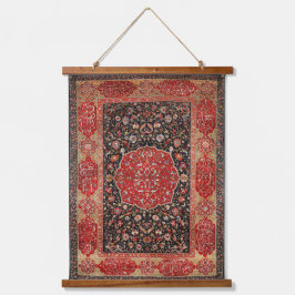 Persian Rug iranischer Red Black Hanging Tapestry Wandteppich Mit Holzrahmen