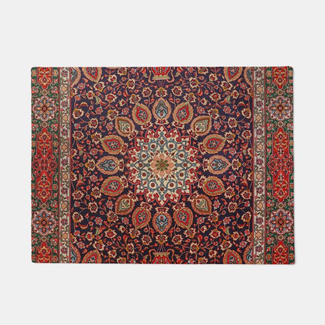 Persian Tabriz Black Radial Geometric  Fußmatte (Vorderseite)