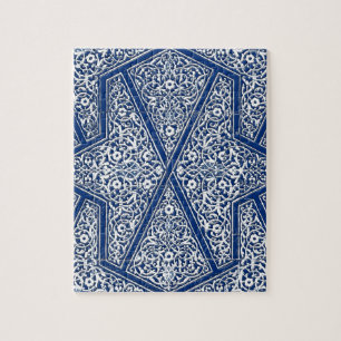 Persian tile pattern - cobalt blue and white