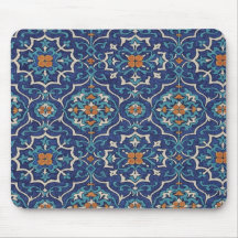 Persian Tile Pattern Mouse Pad – Elegant Blue Geom