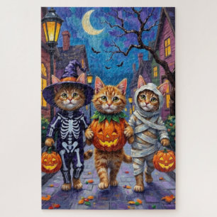 Persienkatzen beim Trick-or-Treat an Halloween-Kos